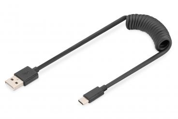 USB 2.0 - USB - A auf USB - C Spiralkabel 