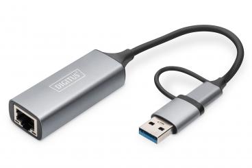 USB Type-C™ Gigabit Ethernet Adapter 2.5G, USB-C™ + USB A (USB3.1/3.0) 