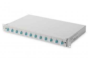 LWL Spleißbox, 1HE, bestückt, 12x LC DX, OM3 