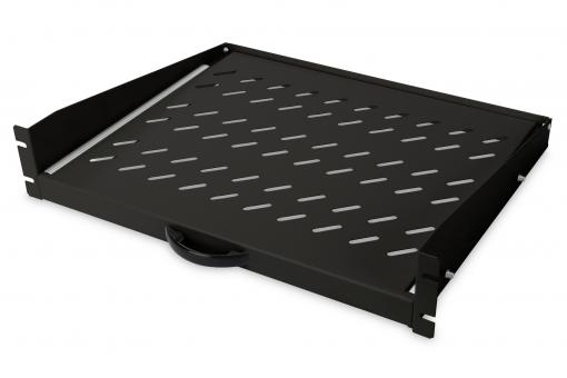 Ausziehbarer Fachboden zum Festeinbau an den vorderen 483 mm (19")-Profilschienen 