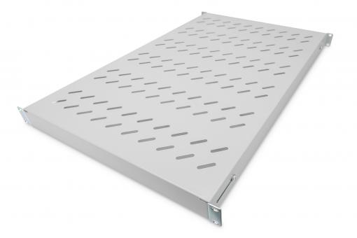 Fachboden mit variablen Befestigungsschienen zum Festeinbau in 483 mm (19")-Schränke 